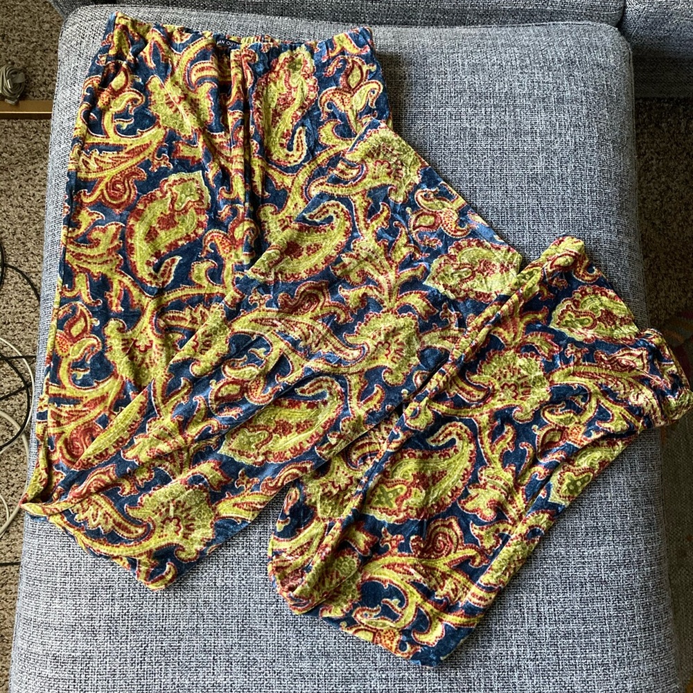 Urban Outfitters Wide Leg Pants - Navy, Lime & Rust Paisley